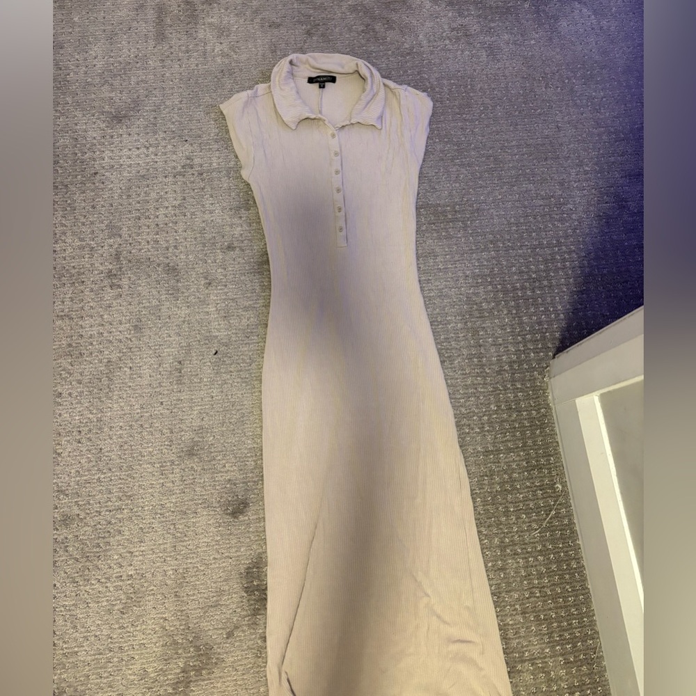 Dynamite Cream Collared Midi Dress